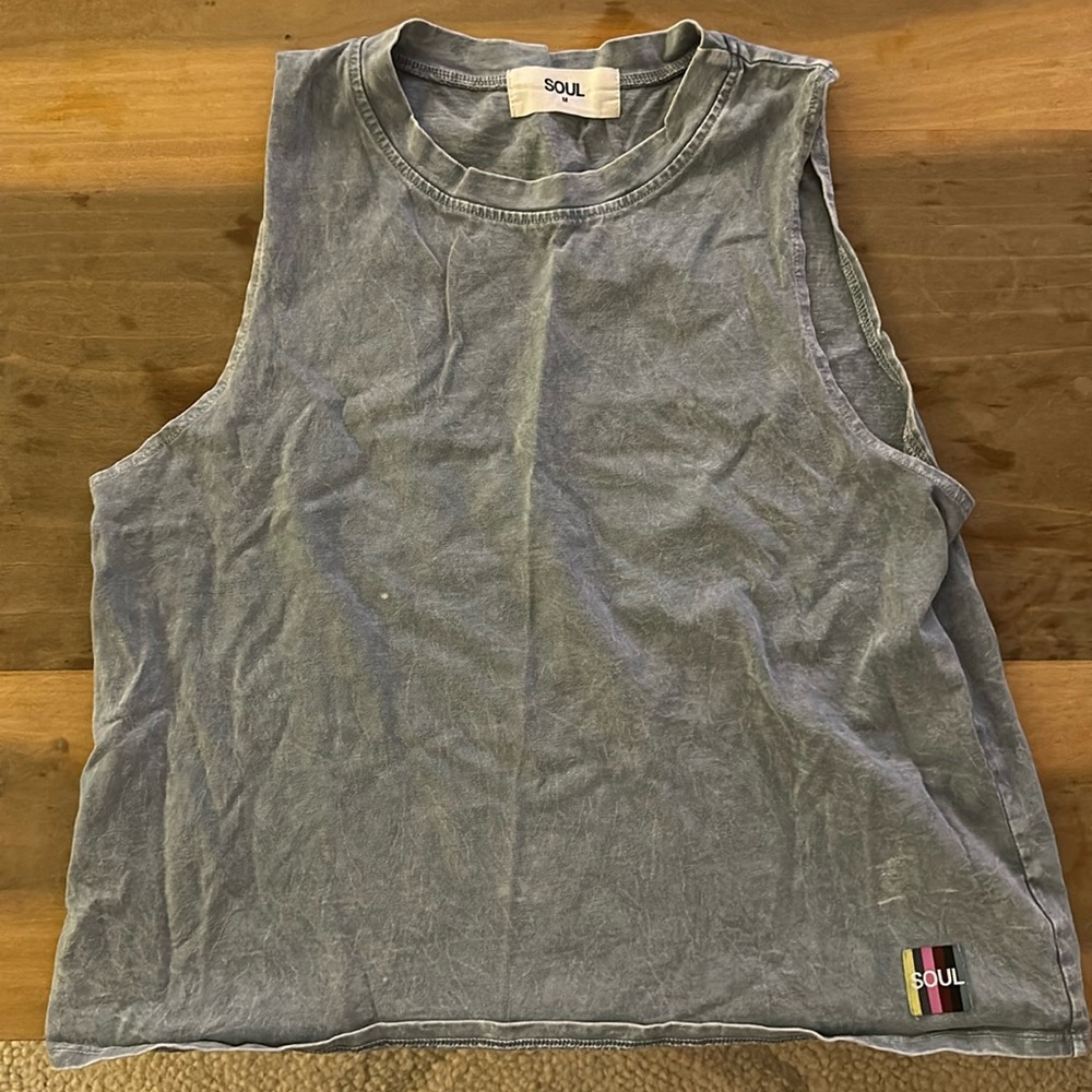 Soul Cycle muscle tank light blue tie dye size M
